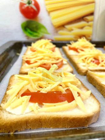 Photo for Sandwich, bake, oven, gas, fire, cheese, tomato, tomatoes, sandwiches, delicious, kitchen, cook, eat, food, table, useful, health, simple, butter - Royalty Free Image
