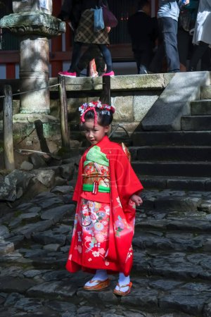 Photo for Kyoto 2015 Nov 18, Shichi-go-san Traditional rite of passage and festival day in Japan for 3 and 7-year-old girls and 3 and 5-year-old boys. - Royalty Free Image