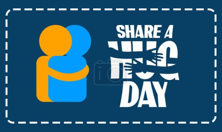 Illustration for Illustration of hugging person icon and hugging hand silhouette illustration TEXT with checkered frame commemorating Share a Hug Day July 30 - Royalty Free Image