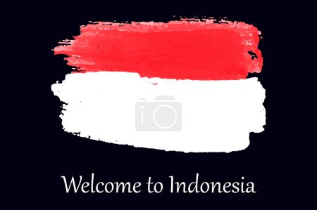 Indonesia National Flag In Watercolor Style