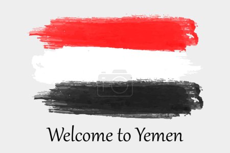 Yemen National Flag in Watercolor