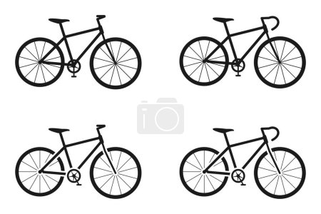 bicycle or bike icon set. flat design vector illustration isolated on white background.
