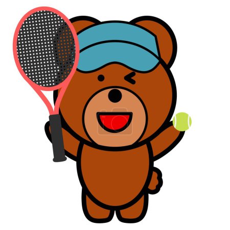 Téléchargez les photos : An illustration of bear holding a tennis racket - en image libre de droit