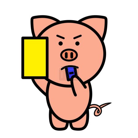 Téléchargez les photos : An illustration of a pig giving yellow card - en image libre de droit