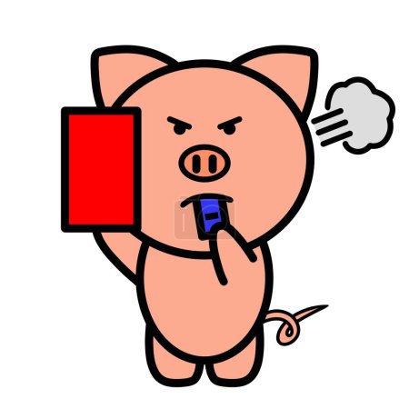 Téléchargez les photos : An illustration of a pig giving red card - en image libre de droit