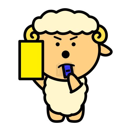Téléchargez les photos : Une illustration d'un mouton donnant un carton jaune - en image libre de droit