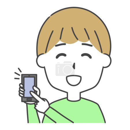 an illustration of a man touching a smartphone