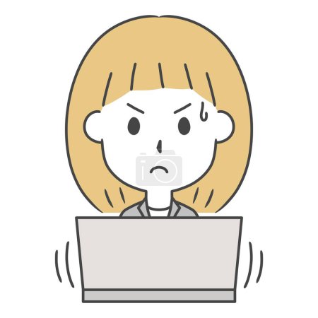 Illustration einer Frau im Anzug, die sich auf Computerarbeit konzentriert