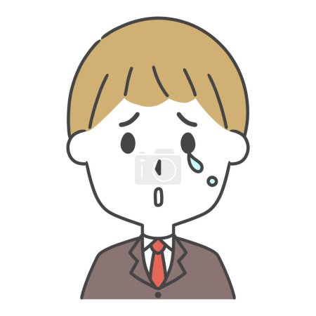 an illustration of a sad man in suit