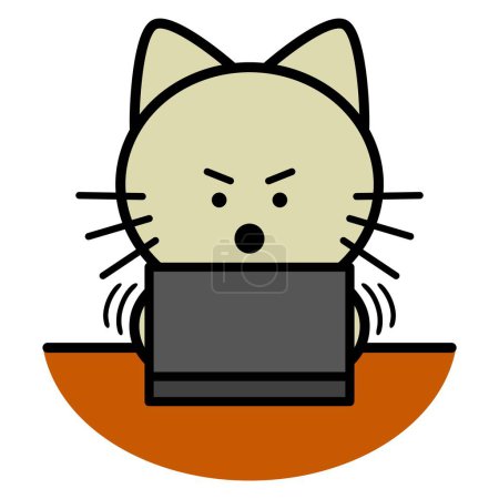 une illustration d'un chat utilisant un ordinateur portable