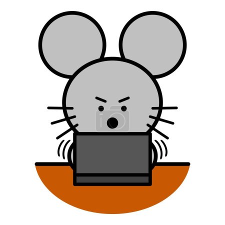 Téléchargez les photos : Illustration d'une souris à l'aide d'un ordinateur portable - en image libre de droit