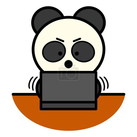 Téléchargez les photos : Une illustration d'un panda utilisant un ordinateur portable - en image libre de droit