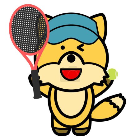 Téléchargez les photos : Une illustration d'un renard tenant une raquette de tennis - en image libre de droit