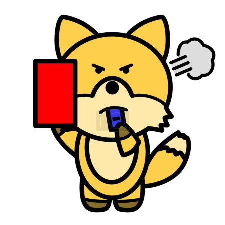 Téléchargez les photos : Une illustration d'un renard donnant un carton rouge - en image libre de droit