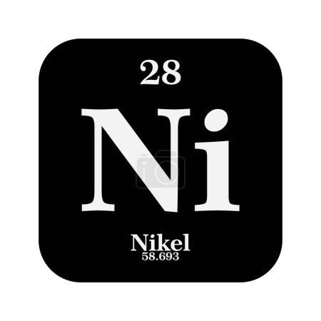 Téléchargez les illustrations : Icône chimie Nikel, élément chimique dans le tableau périodique - en licence libre de droit