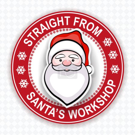 Ilustración de Impresión redonda con silueta de Santa Claus en un sombrero, copos de nieve, componente de diseño. - Imagen libre de derechos