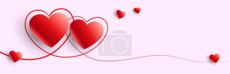 Téléchargez les illustrations : Illustration avec Saint Valentin, cœurs rouges merveilleux. - en licence libre de droit