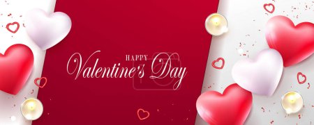 Téléchargez les illustrations : Carte festive avec Saint-Valentin, cœurs brillants magnifiques. - en licence libre de droit