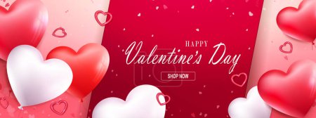 Téléchargez les illustrations : Carte festive avec Saint-Valentin, un ensemble de magnifiques cœurs brillants. - en licence libre de droit