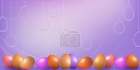 Téléchargez les illustrations : Purple composition with Easter eggs, great postcard. - en licence libre de droit