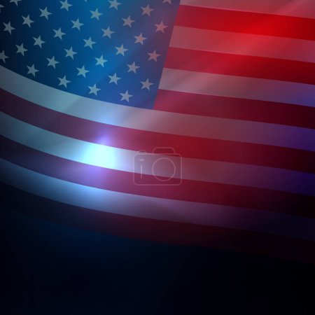 Composition with wavy USA flag, the national symbol of America.
