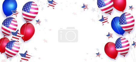 Illustration mit Luftballons, Element der USA-Flagge, Nationalsymbol Amerikas.