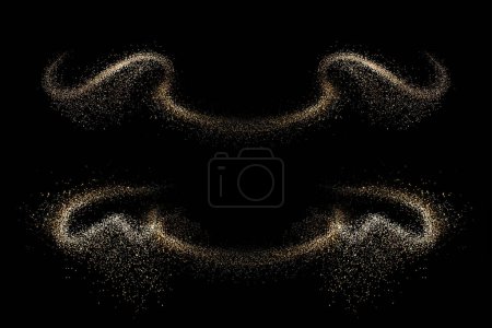 Illustration for Wavy isolated decorative frame with golden glitter, design component. - Royalty Free Image