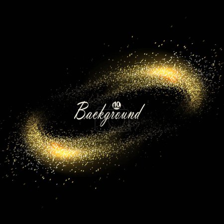 Illustration for Isolated oval frame of gold tone made of small tinsel on a black background. - Royalty Free Image