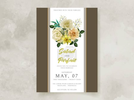 Téléchargez les photos : Carte d'invitation de mariage avec illustration de fleurs jaunes - en image libre de droit