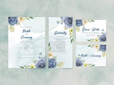Téléchargez les photos : Wedding invitation card Elegant royal blue roses - en image libre de droit