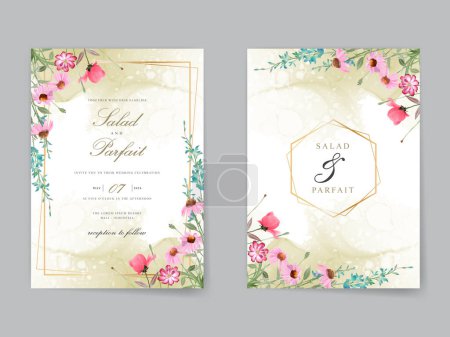 Téléchargez les photos : Belle carte d'invitation de mariage fleurs sauvages - en image libre de droit