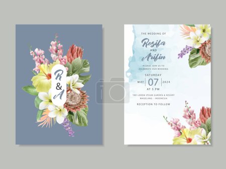 Foto de Invitación boda acuarela floral tropical - Imagen libre de derechos