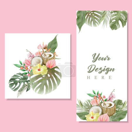 Illustration for Floral watercolor label collection set - Royalty Free Image