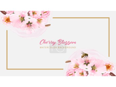 Illustration for Watercolor cherry blossom background - Royalty Free Image