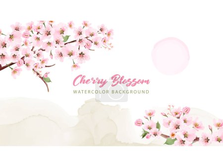 Téléchargez les photos : Aquarelle fond de fleur de cerisier - en image libre de droit