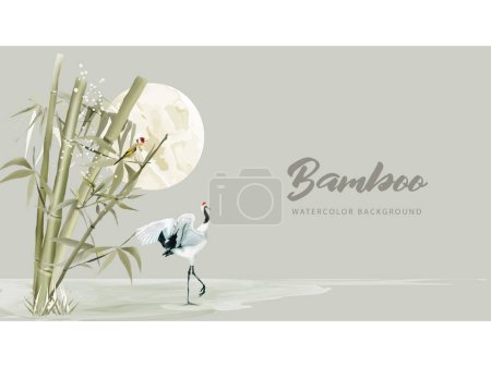 Téléchargez les illustrations : Aquarelle peinte à la main fond en bambou - en licence libre de droit
