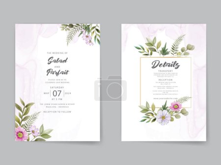 Foto de Beautiful floral watercolor wedding invitation card - Imagen libre de derechos