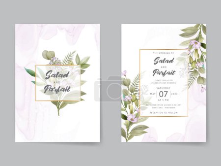 Ilustración de Beautiful floral watercolor wedding invitation card - Imagen libre de derechos
