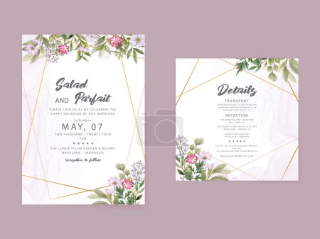 Ilustración de Beautiful floral watercolor wedding invitation card - Imagen libre de derechos