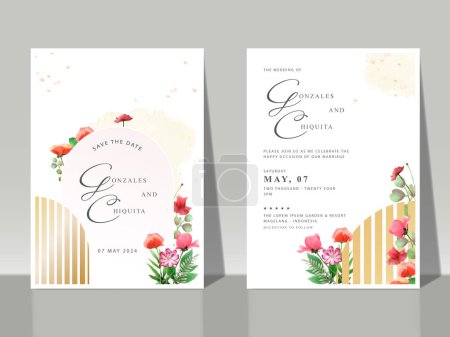 Ilustración de Hermosa tarjeta de invitación de boda rosas - Imagen libre de derechos