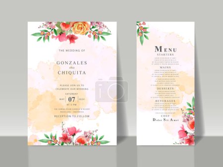 Illustration for Beautiful roses wedding invitation card - Royalty Free Image