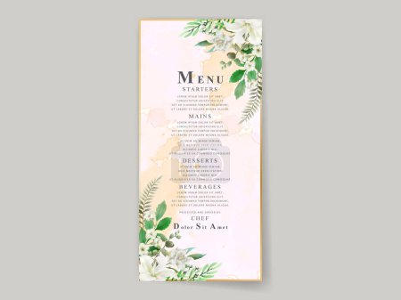 Téléchargez les illustrations : Élégant modèle de carte d'invitation de mariage fleurs blanches - en licence libre de droit