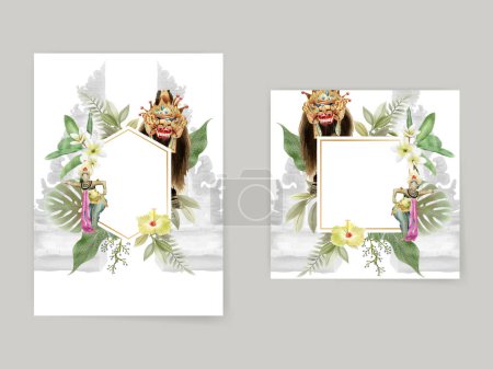 Ilustración de Bali bailarina ilustración boda invitación tarjeta plantilla - Imagen libre de derechos