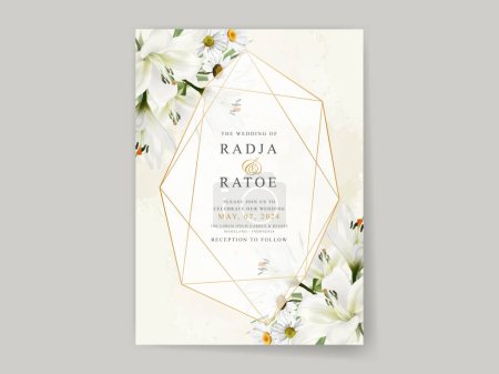 Ilustración de Elegante plantilla de tarjeta de invitación de boda floral - Imagen libre de derechos