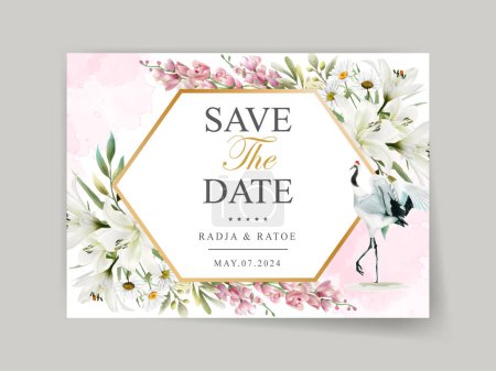 Illustration for Elegant floral wedding invitation card template - Royalty Free Image