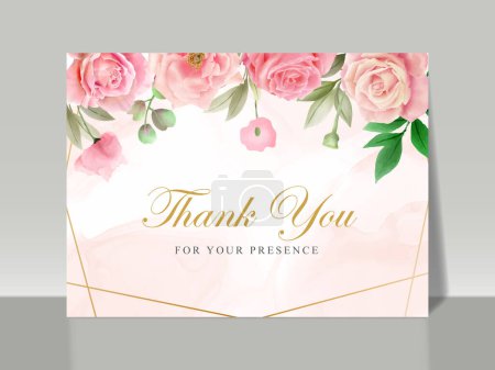 Illustration for Beautiful pink floral wedding invitation card template - Royalty Free Image