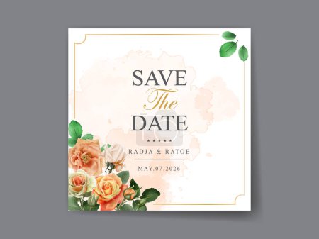 Téléchargez les illustrations : Élégant modèle de carte d'invitation de mariage floral - en licence libre de droit