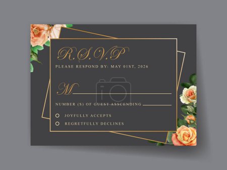 Ilustración de Elegante plantilla de tarjeta de invitación de boda floral - Imagen libre de derechos