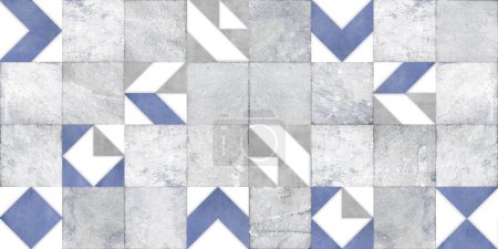 Foto de Diseño geométrico azul y textura de cemento, superficie de baldosas de cerámica - Imagen libre de derechos