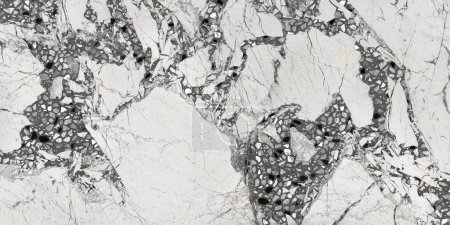 Photo for Grey marble and terrazzo texture, polished digital tile surface for floor tile - Royalty Free Image
